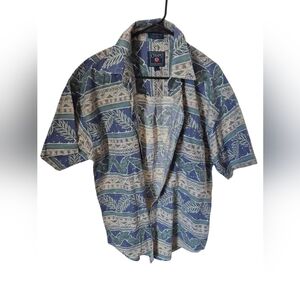 Chaps Ralph Lauren Blue and Green Patterned Polo Shirt